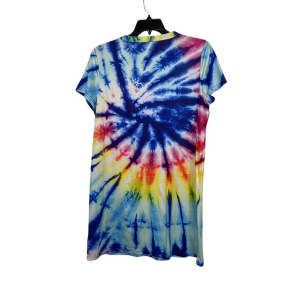 Jenize Tie Dye Boho Hippie T-Shirt Dress XL Colorful V-Neck Lounge Sleepwear - Picture 7 of 13